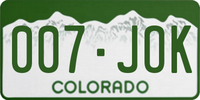 CO license plate 007JOK