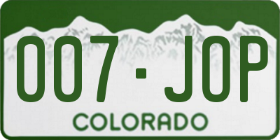 CO license plate 007JOP
