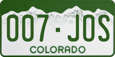 CO license plate 007JOS