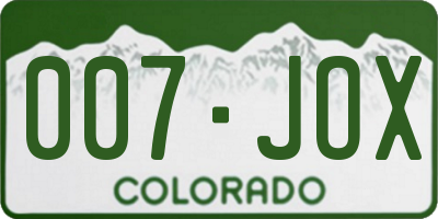 CO license plate 007JOX