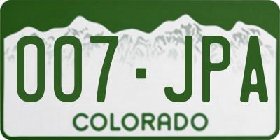 CO license plate 007JPA