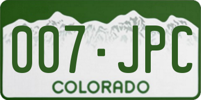 CO license plate 007JPC
