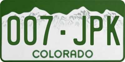 CO license plate 007JPK