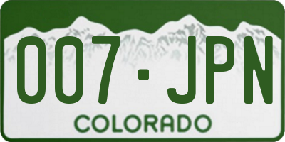 CO license plate 007JPN