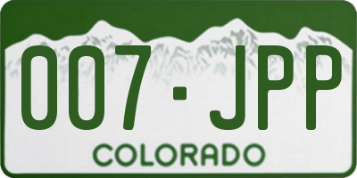 CO license plate 007JPP