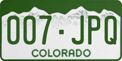 CO license plate 007JPQ