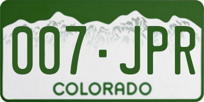 CO license plate 007JPR