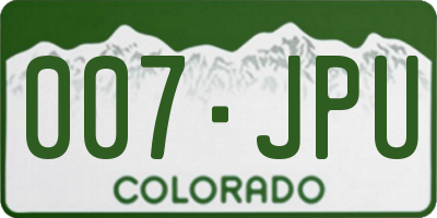 CO license plate 007JPU