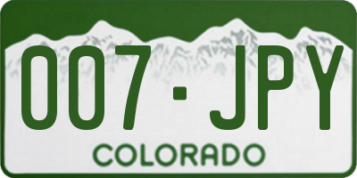 CO license plate 007JPY