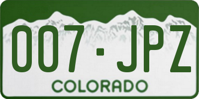 CO license plate 007JPZ