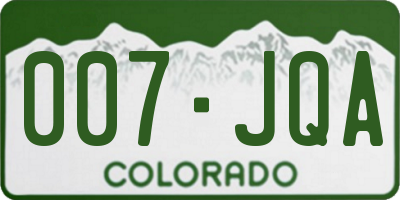 CO license plate 007JQA