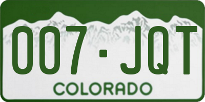 CO license plate 007JQT
