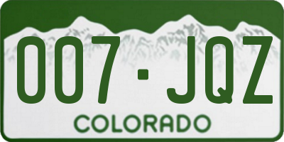 CO license plate 007JQZ