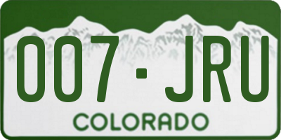 CO license plate 007JRU
