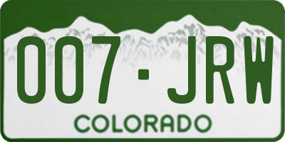 CO license plate 007JRW
