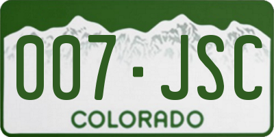 CO license plate 007JSC