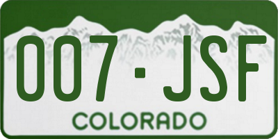 CO license plate 007JSF