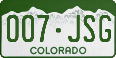 CO license plate 007JSG