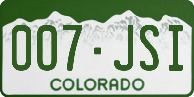 CO license plate 007JSI
