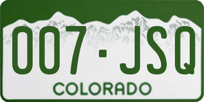 CO license plate 007JSQ