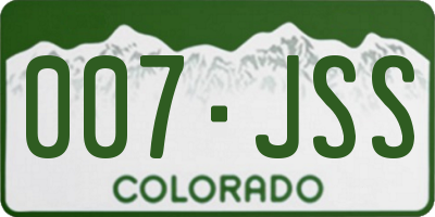 CO license plate 007JSS