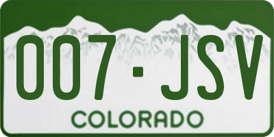 CO license plate 007JSV