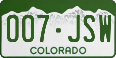 CO license plate 007JSW