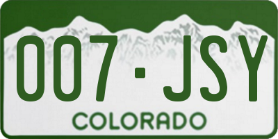 CO license plate 007JSY