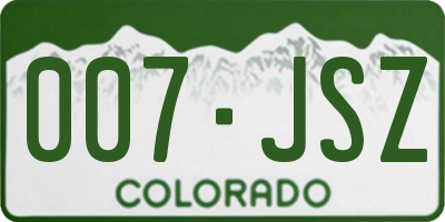 CO license plate 007JSZ