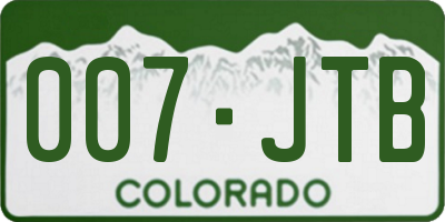 CO license plate 007JTB