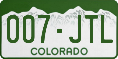 CO license plate 007JTL