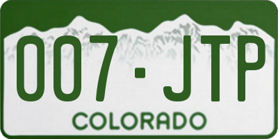 CO license plate 007JTP