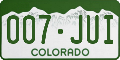 CO license plate 007JUI