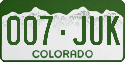 CO license plate 007JUK