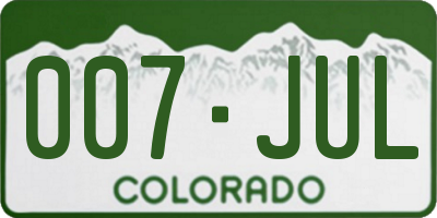 CO license plate 007JUL