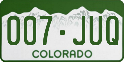 CO license plate 007JUQ