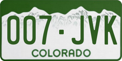 CO license plate 007JVK