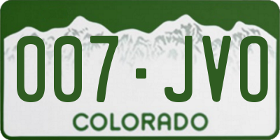 CO license plate 007JVO