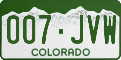 CO license plate 007JVW