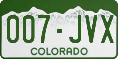 CO license plate 007JVX