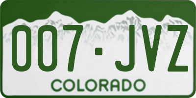 CO license plate 007JVZ