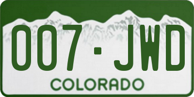 CO license plate 007JWD