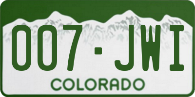 CO license plate 007JWI
