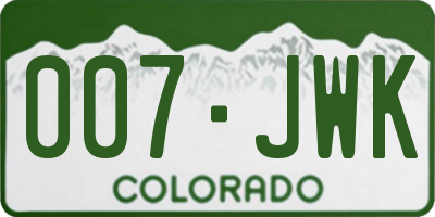 CO license plate 007JWK
