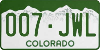 CO license plate 007JWL