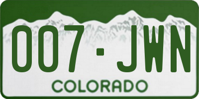 CO license plate 007JWN