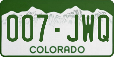 CO license plate 007JWQ