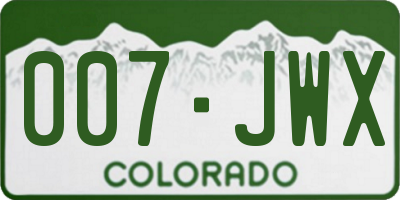 CO license plate 007JWX
