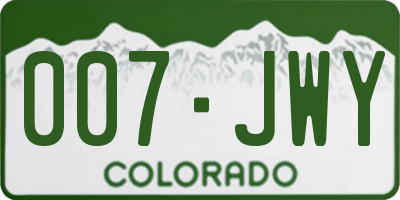 CO license plate 007JWY