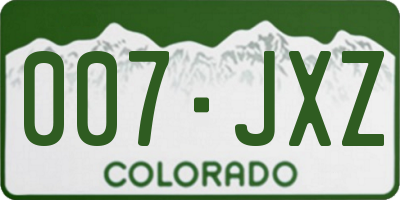 CO license plate 007JXZ